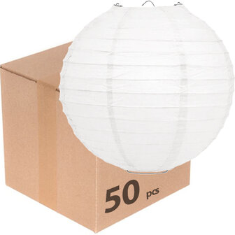 50 x Lampion 35cm - Wit rijstpapier 